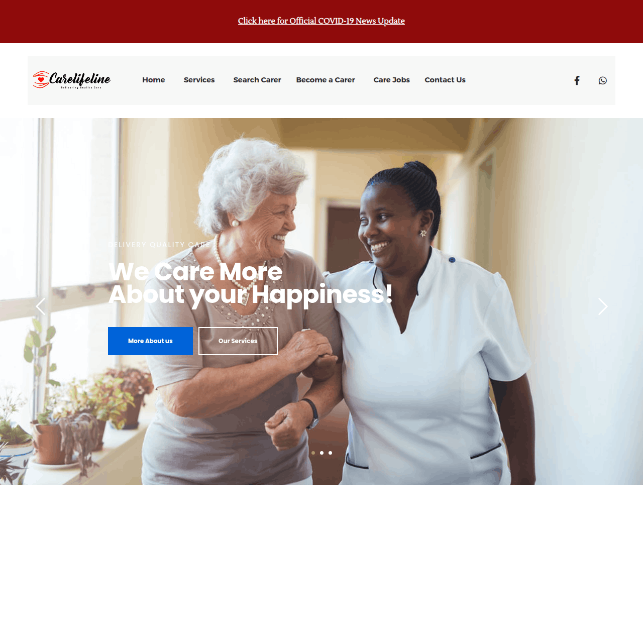 Carelifeline website screenshot