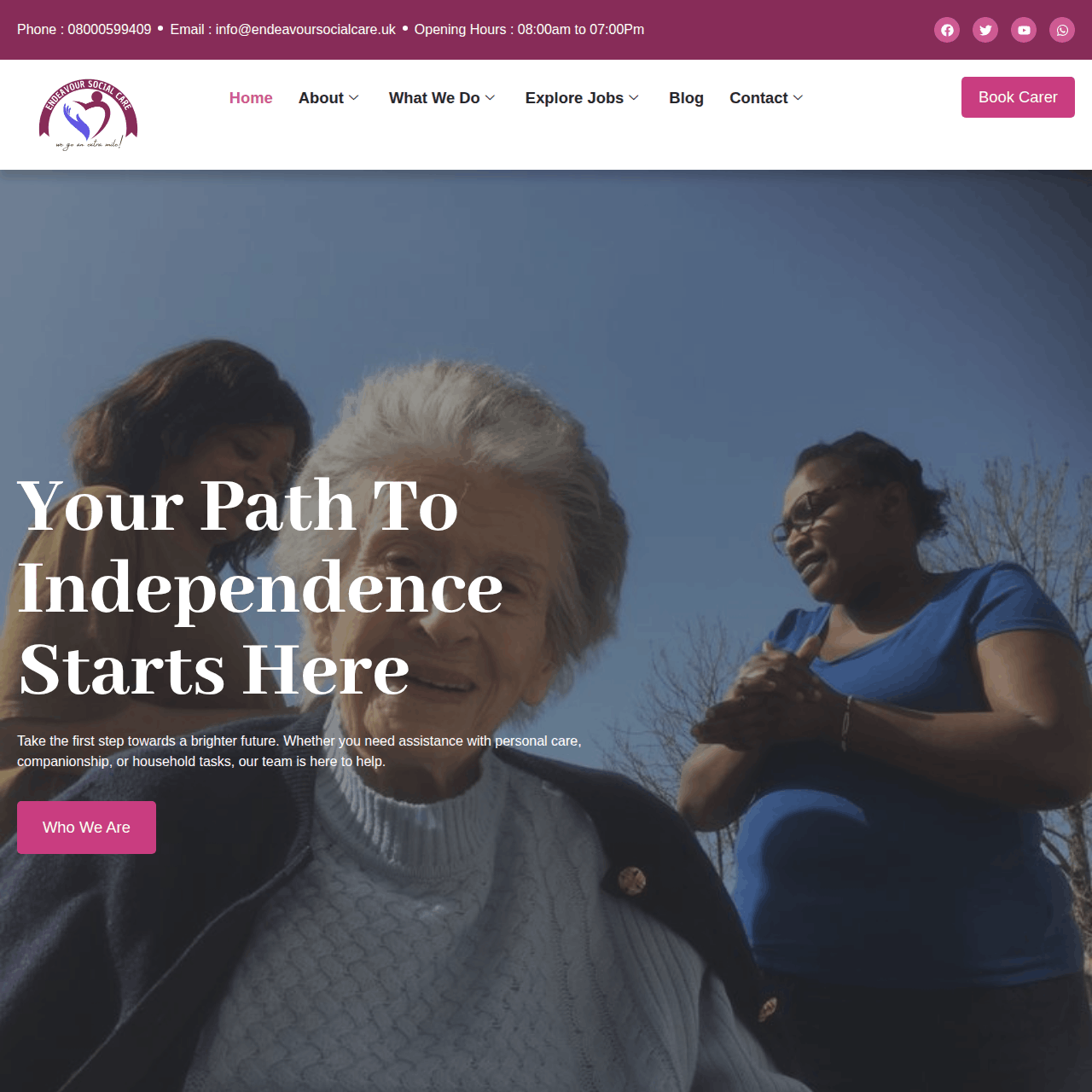 Endeavour Social Care website screenshot