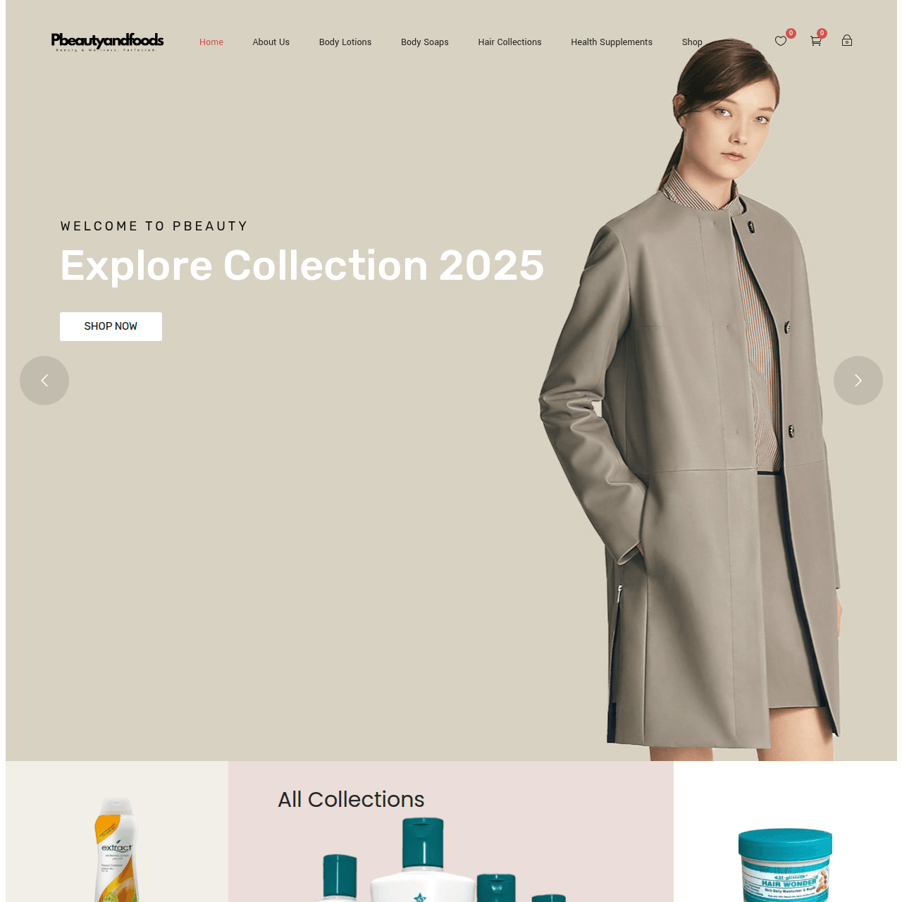 PBeauty and Foods website screenshot